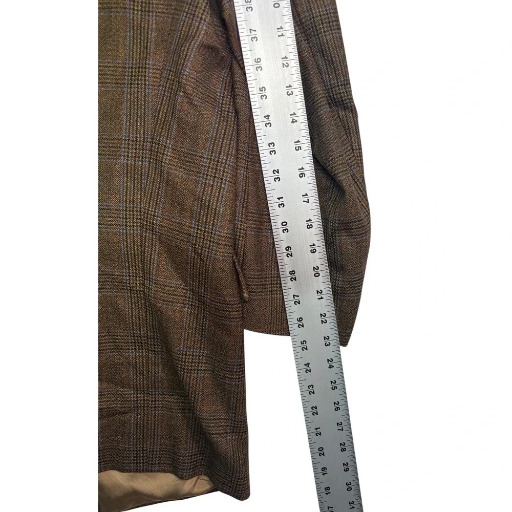Hart Schaffner Marx 44S Brown Plaid Blazer Jacket Sport Suit Coat Wool USA